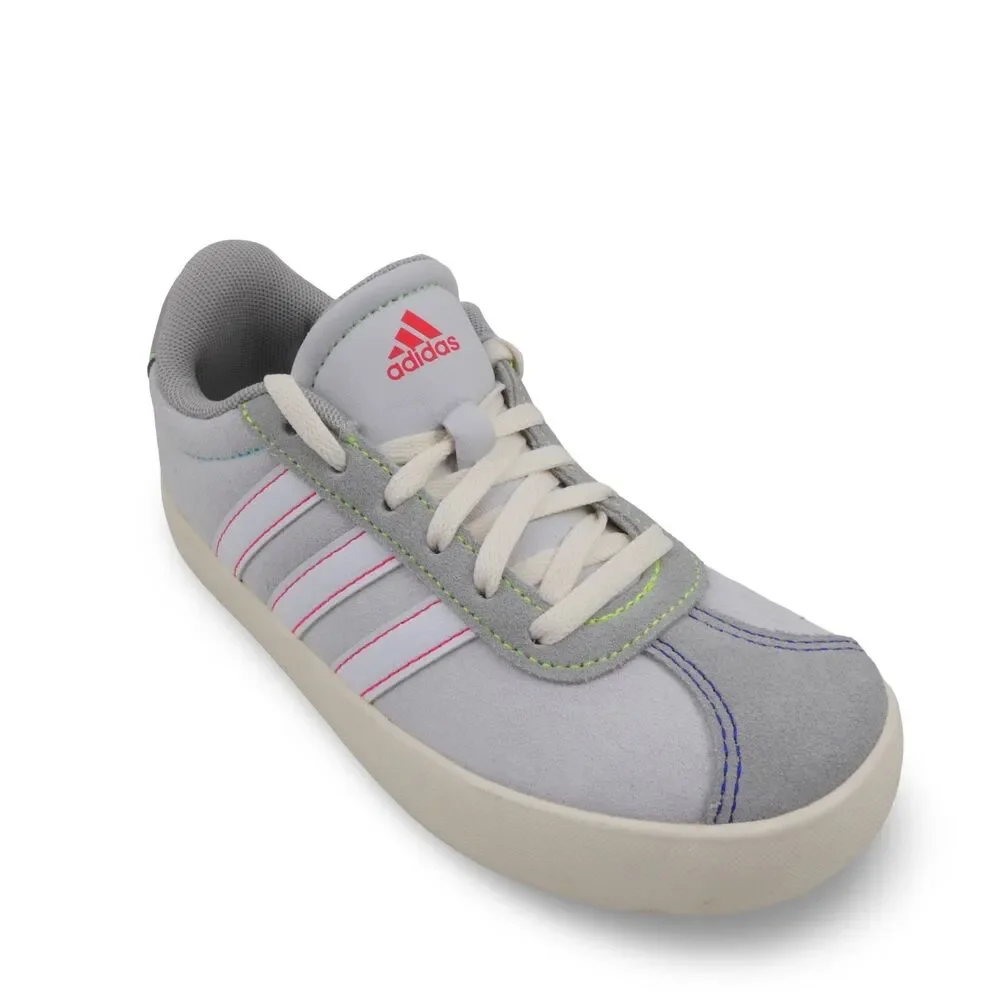 Adidas VL Court 3.0 Big Kids US 13 K White Black Cream Suede Gum Bottom Shoes